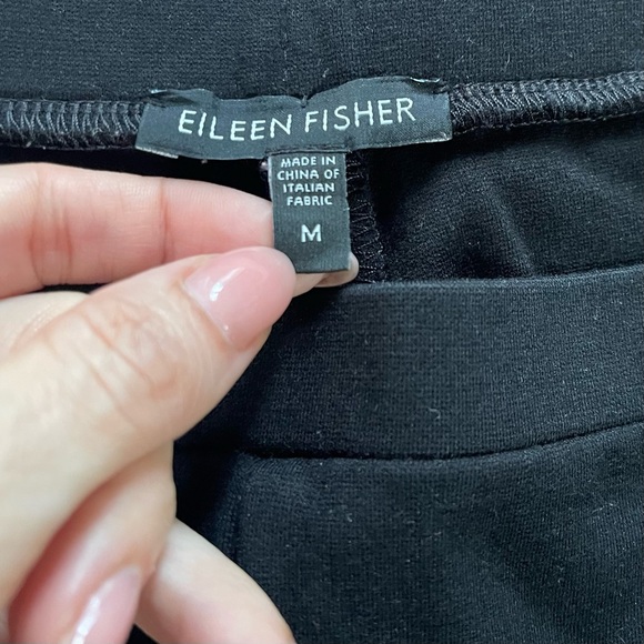 Eileen Fisher Ankle Zip Ponte Slim Pants Size Medium Pull On Elastic Waist Black - Picture 10 of 11